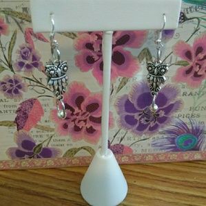 Silver Owl pierced earrings